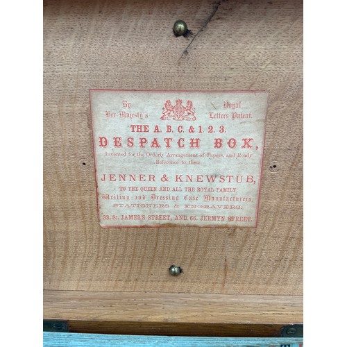 54 - The A.B.C & 1.2.3. Despatch Box - A late Victorian oak file box, with original card file partitions ... 