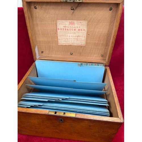 54 - The A.B.C & 1.2.3. Despatch Box - A late Victorian oak file box, with original card file partitions ... 