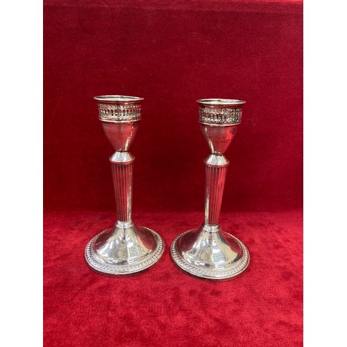 59 - Pair of mid 20th Century American sterling silver candlesticks by the Duchin Silver Company of New Y... 