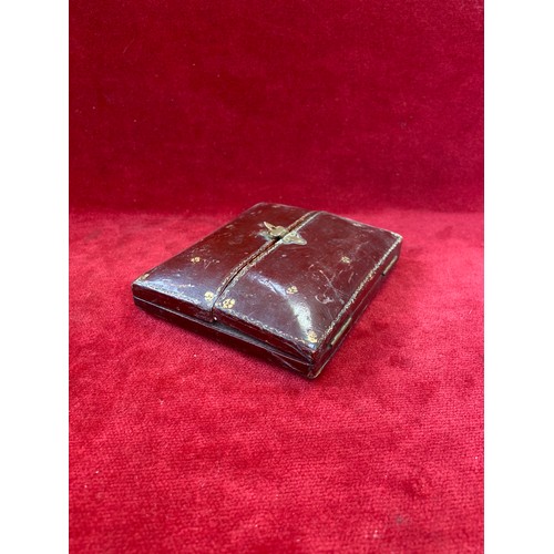 62 - Antique red leather portrait miniature case marked 