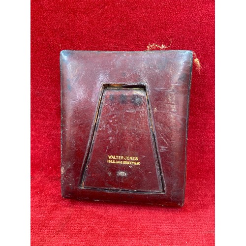 62 - Antique red leather portrait miniature case marked 