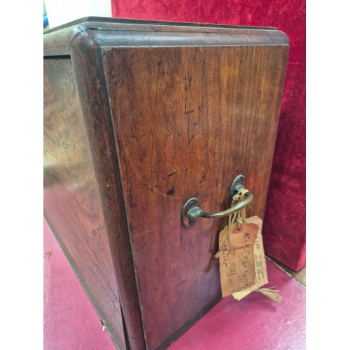 102 - Early 20thC/WW1 mahogany campaign writing box with baize lined drop front, internal drawer, brass dr... 