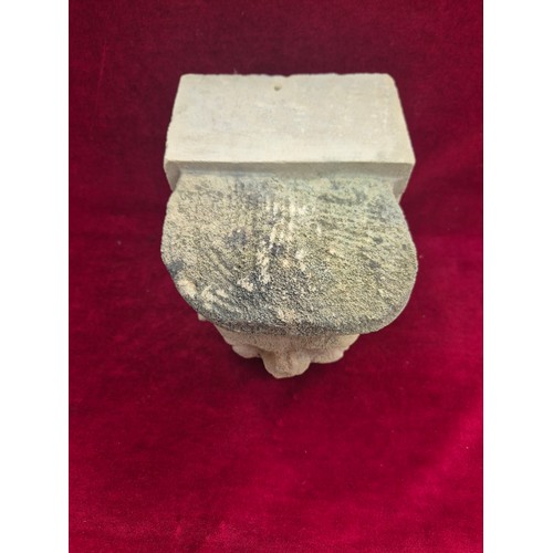 100 - Carved gritstone/limestone medieval style corbel, carved with the face of Catholic Cleric Sir Thomas... 