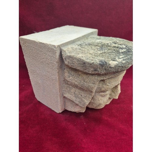 100 - Carved gritstone/limestone medieval style corbel, carved with the face of Catholic Cleric Sir Thomas... 