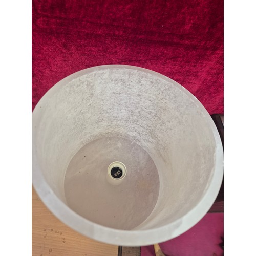 115 - Large alabaster table lamp, carved with art nouveau floral details around the cylinder shade and ste... 