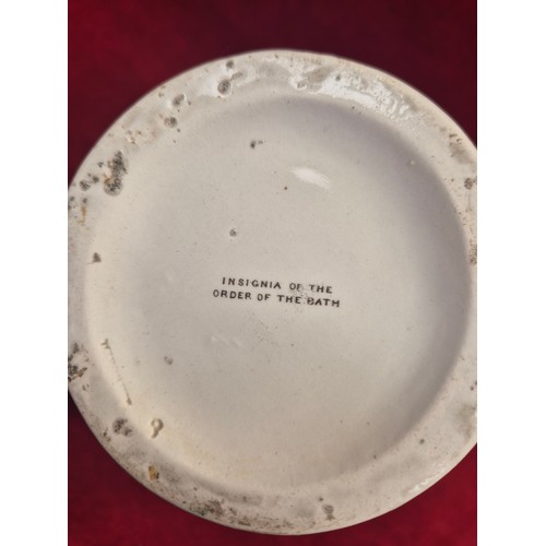 119 - A turn of the century ironstone pottery jug, with polychrome decoration showing the 'Insignia of the... 