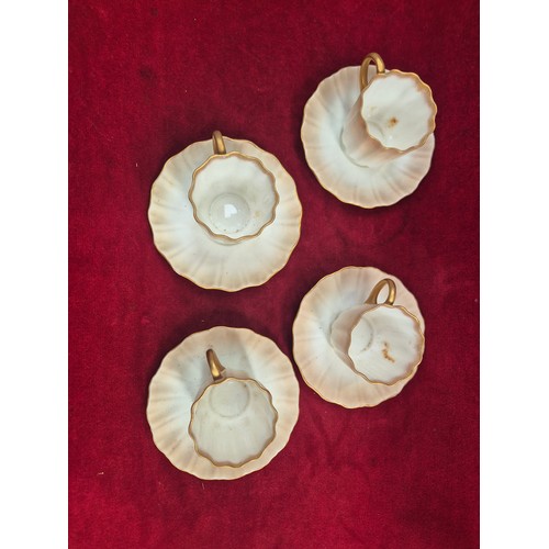 118 - Doulton Burslem 1920's tea set, 4x cups and saucers, sugar pot and teapot in the fluted scalloped sh... 