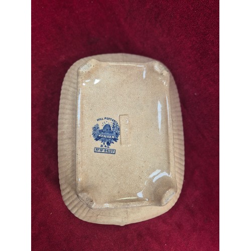 122 - Miniature ironstone pottery sauce tureen with original lid and matching ladle. Rectangular with cut ... 