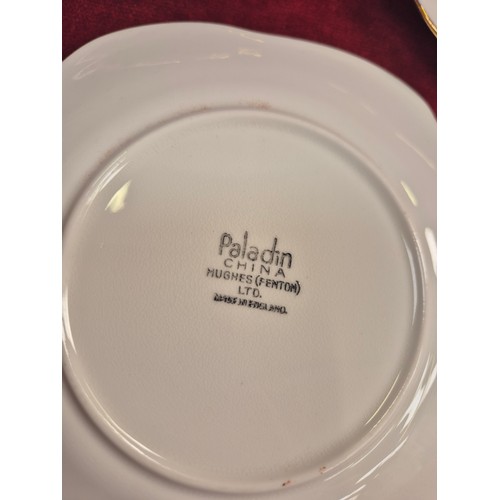 124 - Art Deco Paladin china tea set by Hughes Fenton Ltd., hand painted with delicate flowers and finishe... 