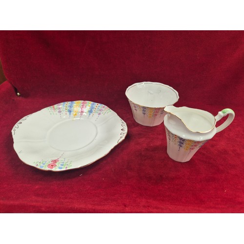 124 - Art Deco Paladin china tea set by Hughes Fenton Ltd., hand painted with delicate flowers and finishe... 