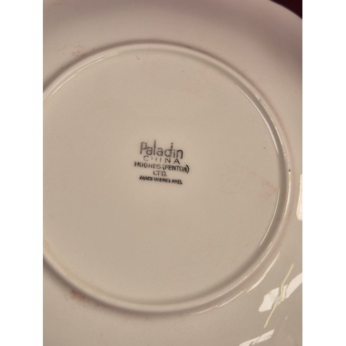 124 - Art Deco Paladin china tea set by Hughes Fenton Ltd., hand painted with delicate flowers and finishe... 