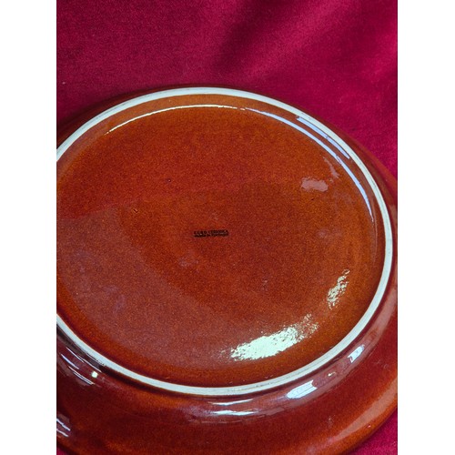 129 - Vintage Euro Ceramica (Portugal) Cherry Pie dish with lid. An attractive large ceramic pie saver dis... 