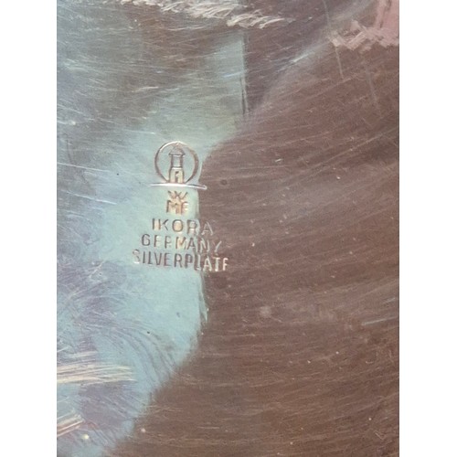 132 - German WMF Ikora silver plated Art Deco vase and two triangular footed dishes.