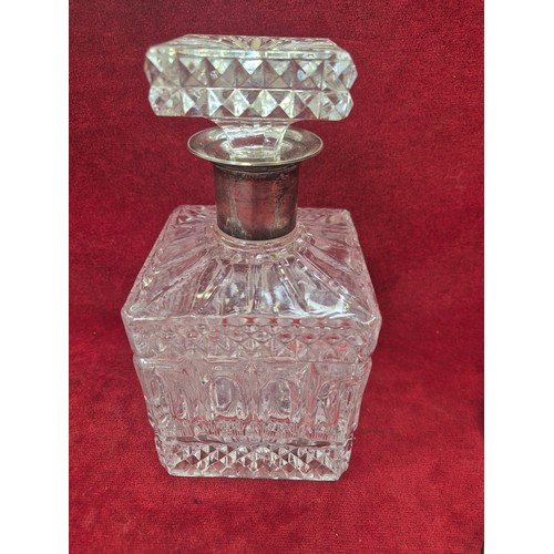 135 - Vintage Italian Leonard silver plated crystal wine coasters (x6) and matching square pressed glass d... 