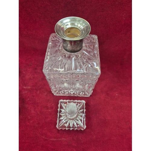 135 - Vintage Italian Leonard silver plated crystal wine coasters (x6) and matching square pressed glass d... 