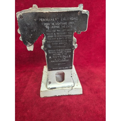 138 - Rare industrial design 'A. Reyrolle & Co.' Permanent Calendar - unusual cast metal perpetual desk ca... 