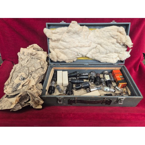141 - Wooden box of vintage British and American radio valves, including examples from Brimar, National Un... 