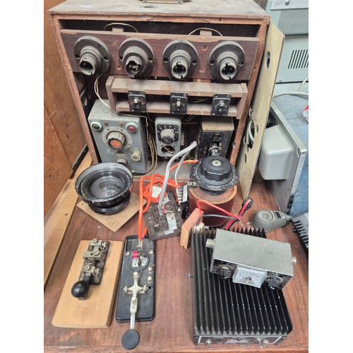 146 - Vintage radio and electrical spares/parts - Including a home made switch board box, AEC SWR-10 SWR &... 