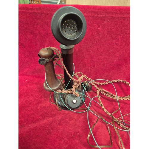 150 - Vintage telephones lot - two upright candlestick telephones for spares or repair, together with a ro... 