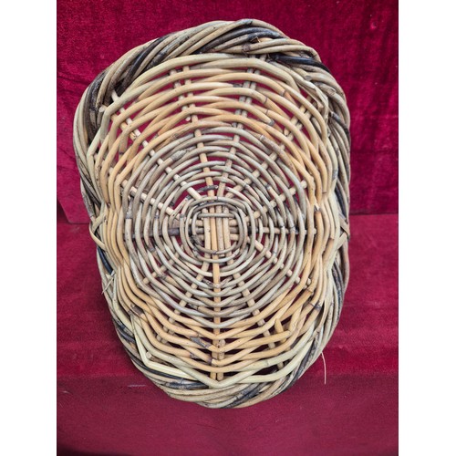 153 - Vintage wicker picnic hamper, together with a wicker flower collecting basket.