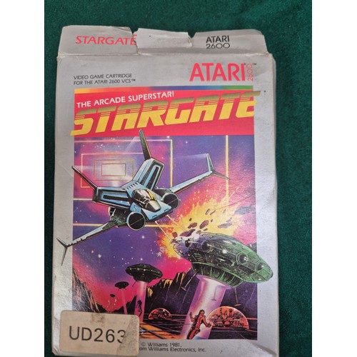 197 - Atari 2600 video computer system in box, with joystick, power supply and 2x games - Stargate (in box... 