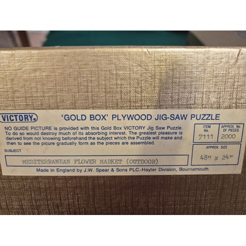 202 - 2 Vintage ‘Gold Box’ wood & plywood jig-saw puzzles, Victory brand by  J Hayter & Co and J W Spear &... 