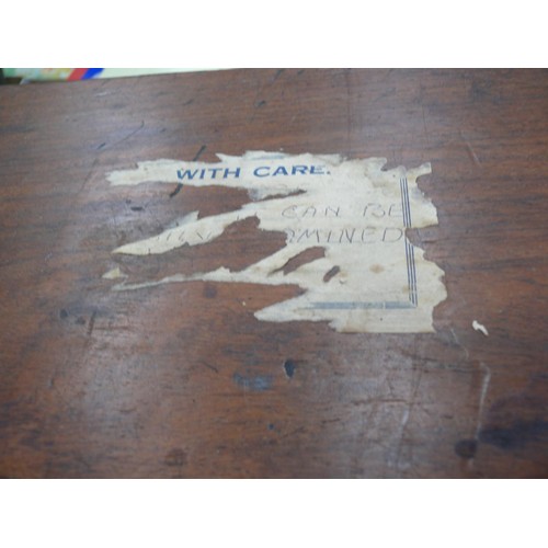 102 - Early 20thC/WW1 mahogany campaign writing box with baize lined drop front, internal drawer, brass dr... 