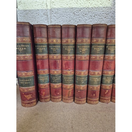 211 - A superb 19th Century 30 Volume leather bound set of the Works of Charles Dickens, Illustrated Libra... 