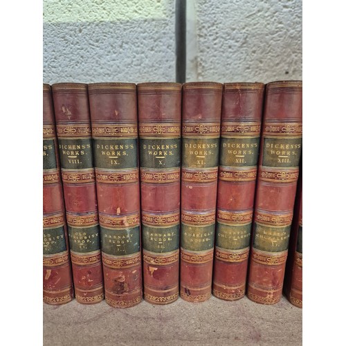 211 - A superb 19th Century 30 Volume leather bound set of the Works of Charles Dickens, Illustrated Libra... 