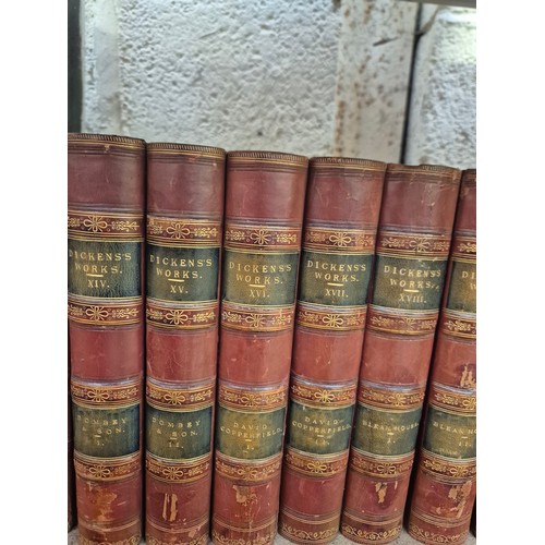 211 - A superb 19th Century 30 Volume leather bound set of the Works of Charles Dickens, Illustrated Libra... 
