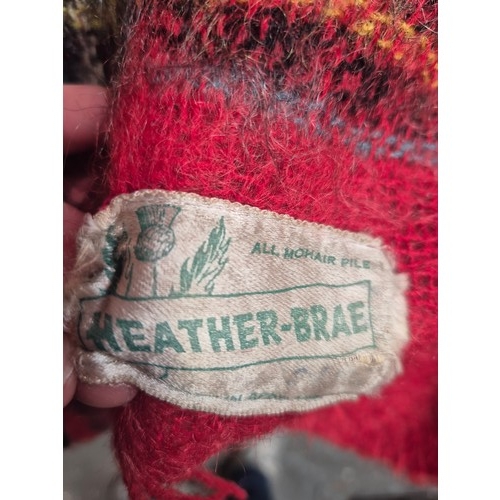 154 - Three vintage Scottish tartan plaid woolen & mohair blankets, one with a label for 'Robert Burns All... 