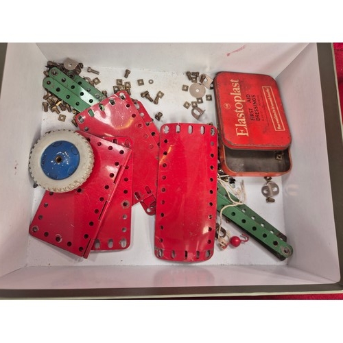 176 - Box of vintage Meccano including girders, plates, wheels & other parts & another vintage Accessory O... 