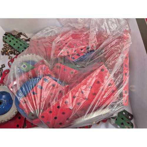 176 - Box of vintage Meccano including girders, plates, wheels & other parts & another vintage Accessory O... 