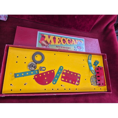 176 - Box of vintage Meccano including girders, plates, wheels & other parts & another vintage Accessory O... 
