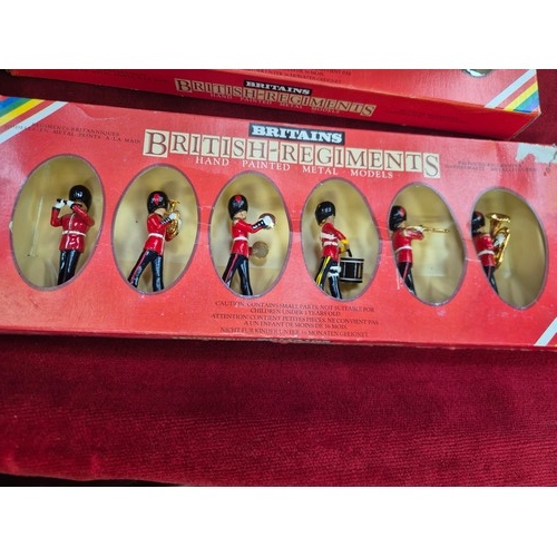 187 - 3 boxed sets Britains including Scots Guards Drums & Bugles 10 models, 6 Black Watch Highlanders 723... 