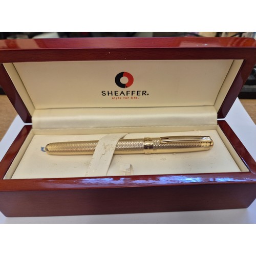 77 - A Sheaffer USA gold plated fountain pen from the Prelude Signature Collection with original box, ins... 