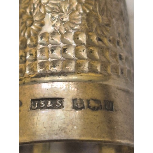 84 - 4 Sterling silver thimbles, all with Birmingham Hallmarks, one with Irish Shamrock and Harp detail a... 