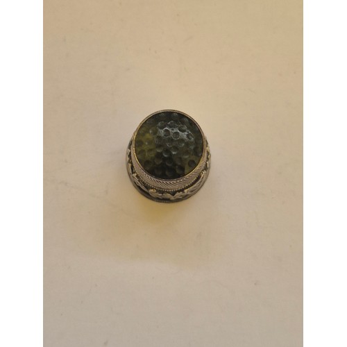 84 - 4 Sterling silver thimbles, all with Birmingham Hallmarks, one with Irish Shamrock and Harp detail a... 