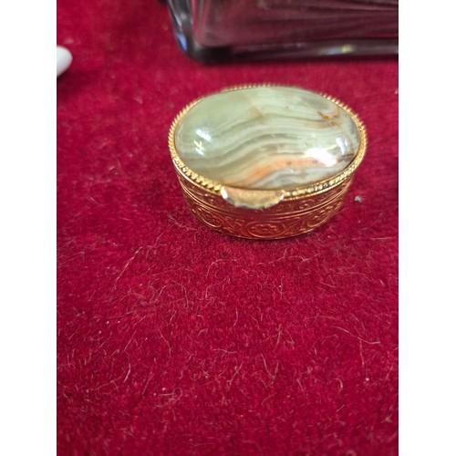 87 - 1930s Japanese lacquered jewellery box with contents of costume jewellery, 2 porcelain pincushion do... 