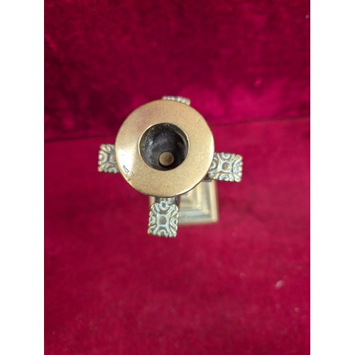 98 - Pair of late 19th / early 20th Century brass candlesticks, probably colonial era Ceylon (Sri Lanka) ... 