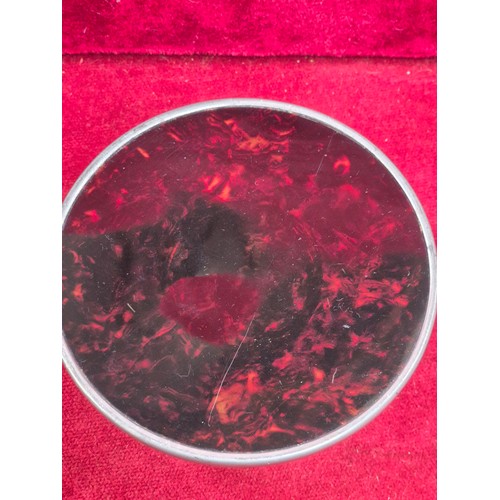 99 - An unusual early 20th Century Pewter Inkwell, the lid set with a brass plaque of St Bartholomew with... 