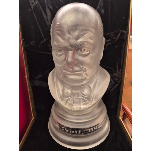 100A - Frosted lead-crystal glass bust of Winston Churchill. Limited edition by Webb Corbett for Royal Doul... 