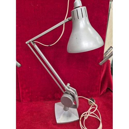112 - Hadrill & Horstmann counter balance desk lamp. Mid 20thC Anglepoise style with original silver paint... 