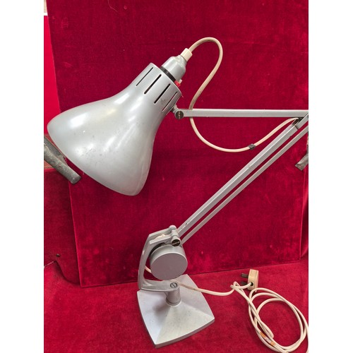 112 - Hadrill & Horstmann counter balance desk lamp. Mid 20thC Anglepoise style with original silver paint... 