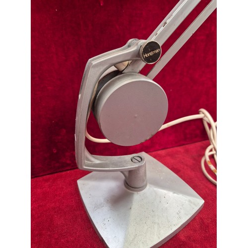 112 - Hadrill & Horstmann counter balance desk lamp. Mid 20thC Anglepoise style with original silver paint... 