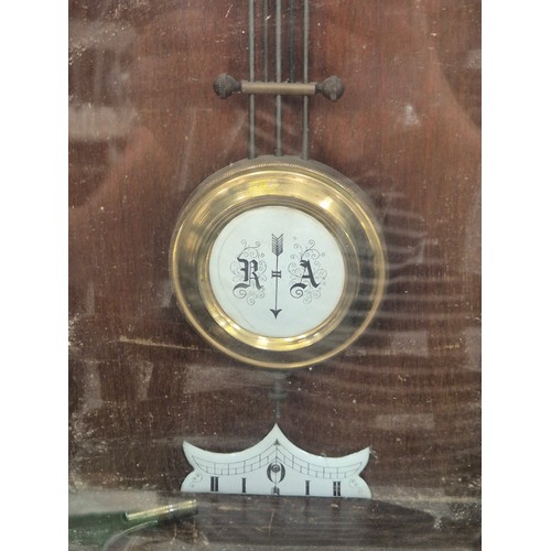 106 - German Vienna style wall clock, with walnut case, prancing horse pediment, porcelain dial and R.A. r... 