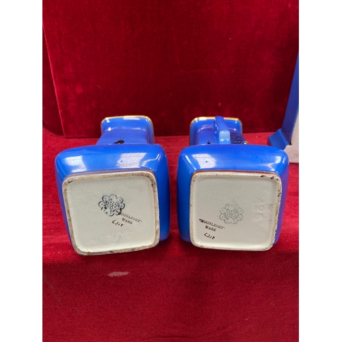 114A - Moonlight ware clock garniture set, made by Shaw & Copestake (SylvaC) c.1925-36.
Comprising of an ar... 