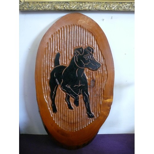 109 - WOODEN CARVED DOG PLAQUE