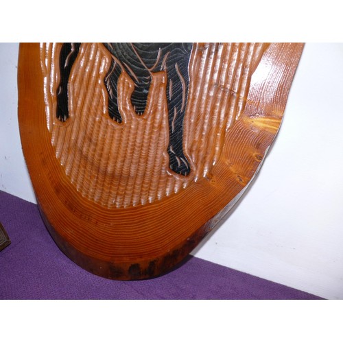 109 - WOODEN CARVED DOG PLAQUE