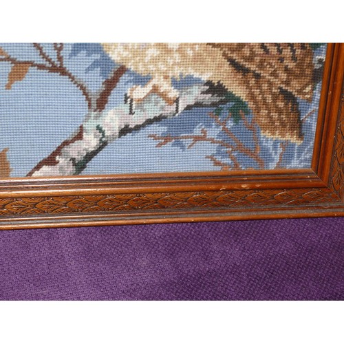 157 - FRAMED AND GLAZED TAPESTRY PICTURE OF AN OWL